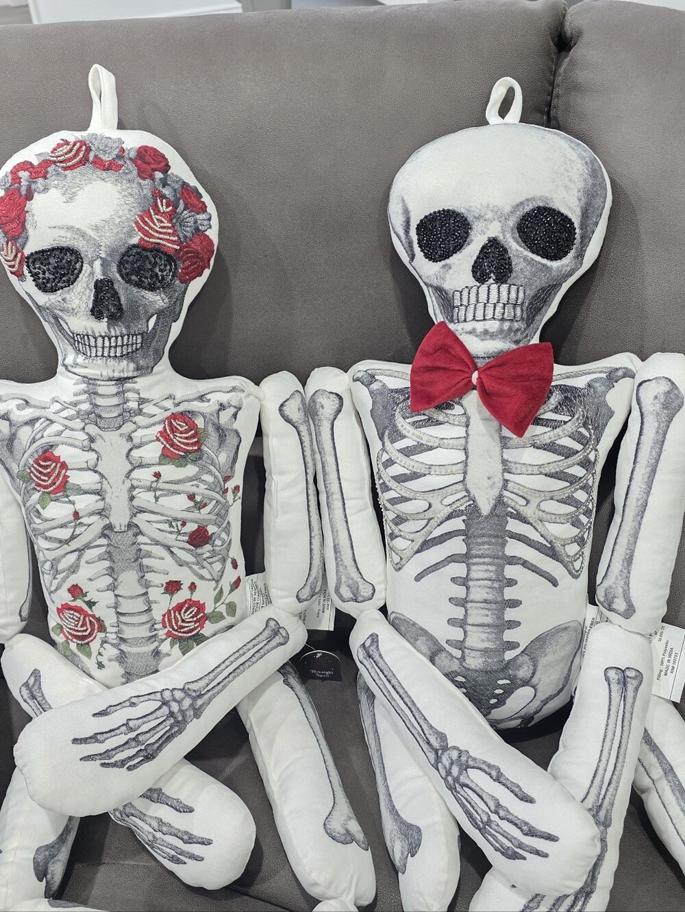 Halloween Skeleton Couple Plush Pillow Decor 44" New Brand new
